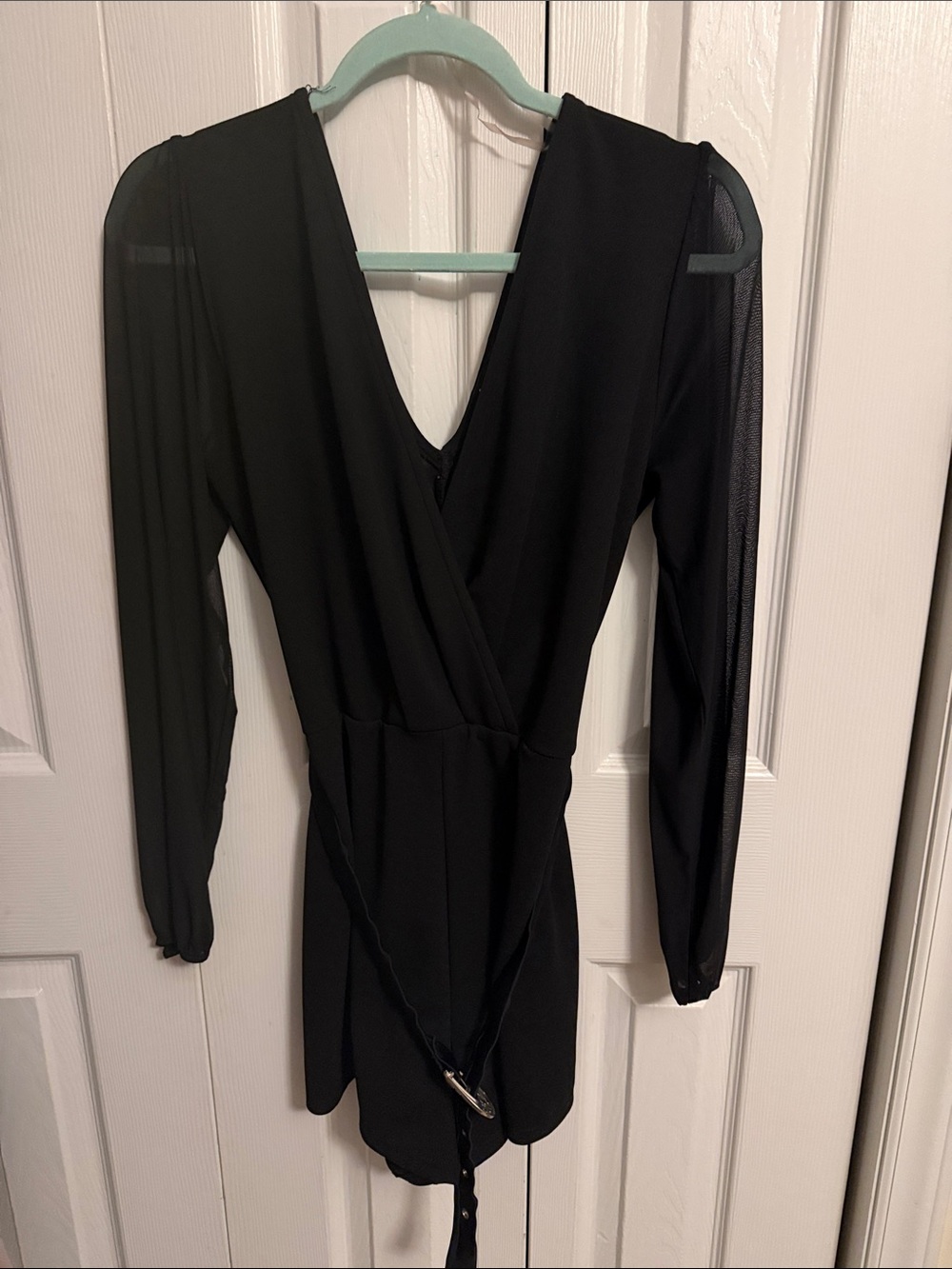 Justify Black Long Sleeve Wrap Bodysuit